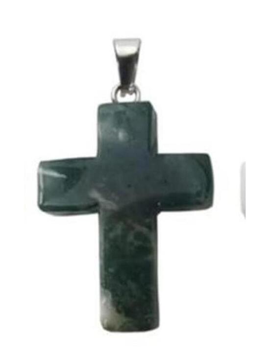 Jewelry - Green Cross Quartz Crystal Charm Pendant Necklace Faith Jewelry Gift New